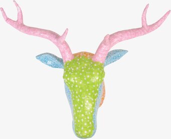 Bild av kreativt och färgglatt hjorthuvud i papier-maché