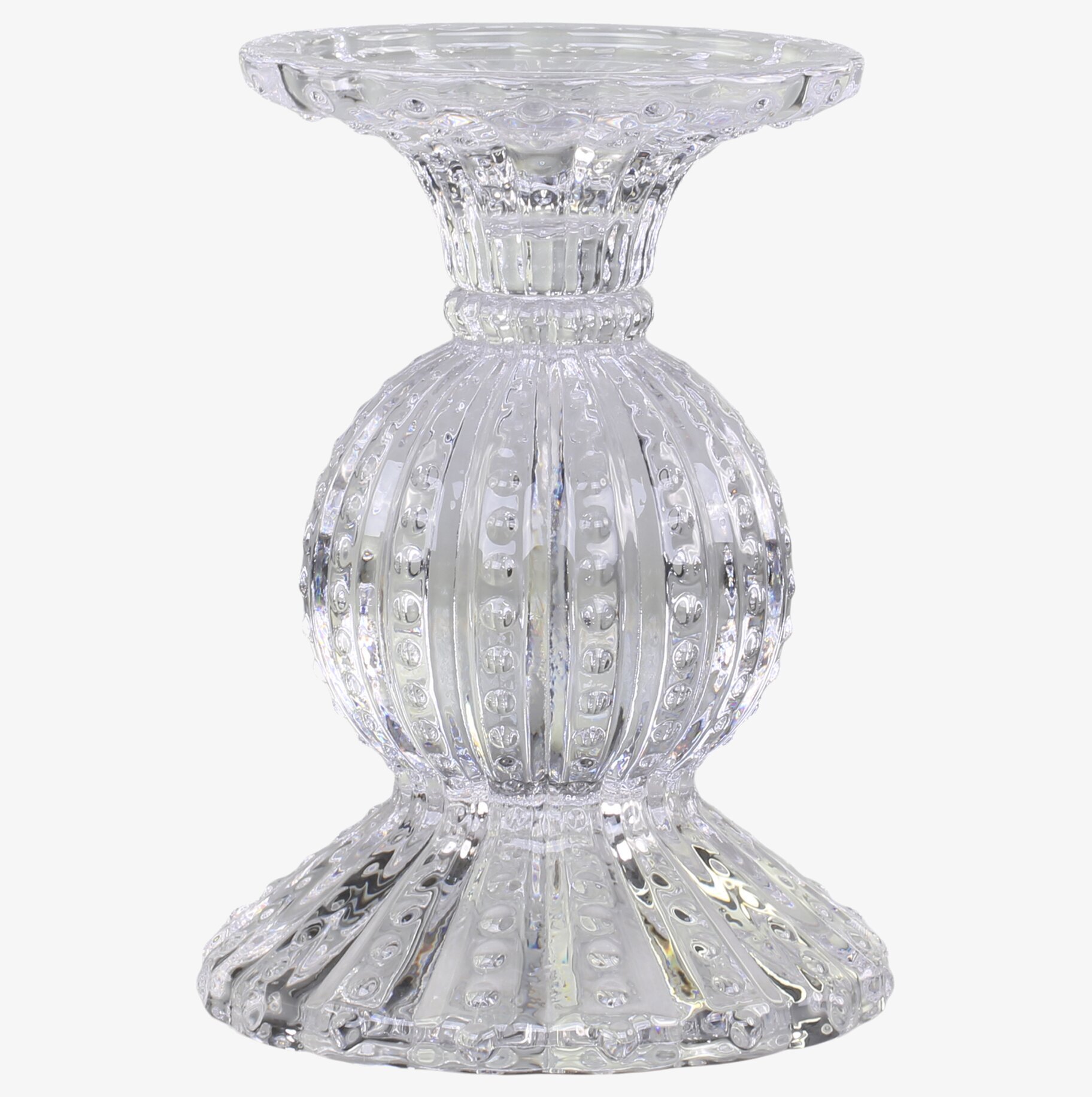 Ljusstake Taupe Clear från Chic Antique i klart glas