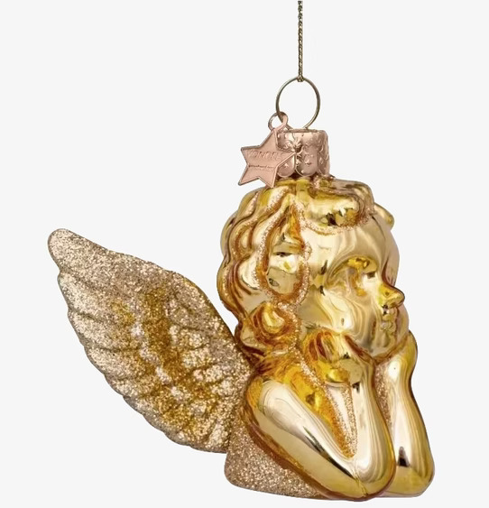 Julgranshänge Shiny Gold Angel från Vondels i guldglitter