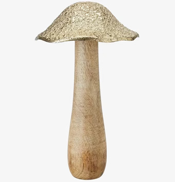 Foto av dekorativ svamp i guld och naturmaterial