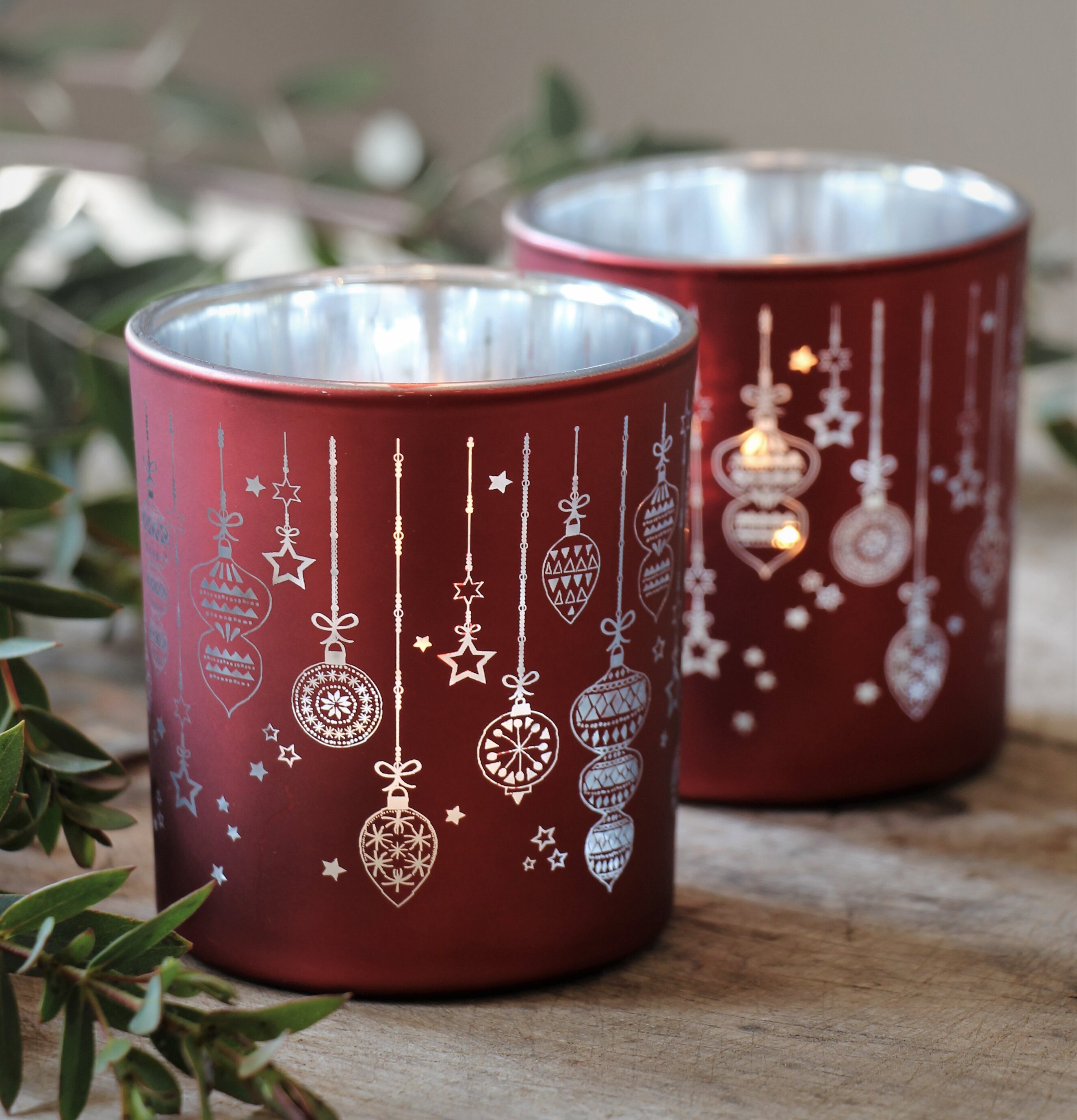 Ljuslykta Christmas Ornaments Röd/Silver från Majas Cottage