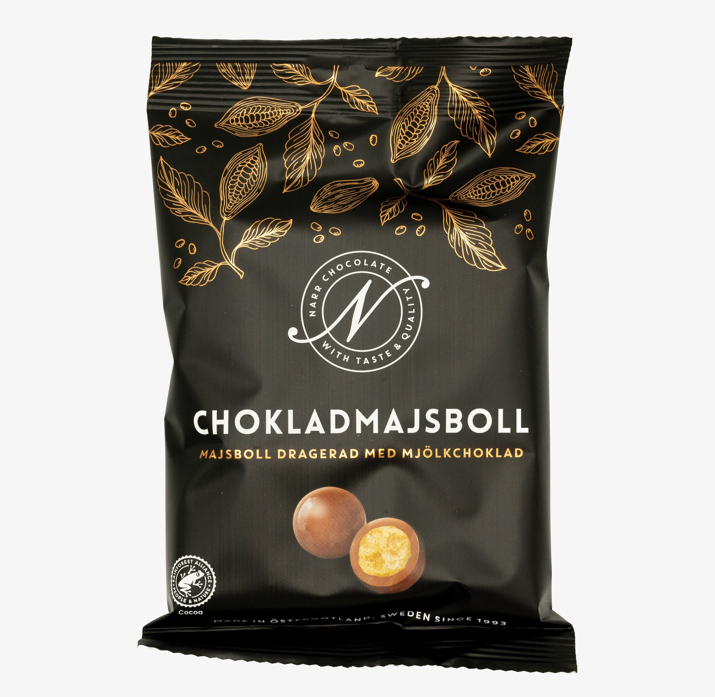 Chokladmajsboll från Narr Chocolate med elegant förpackning