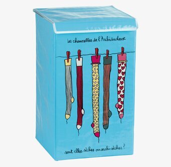 Bild av livfull turkos tvättkorg med fantasifull design