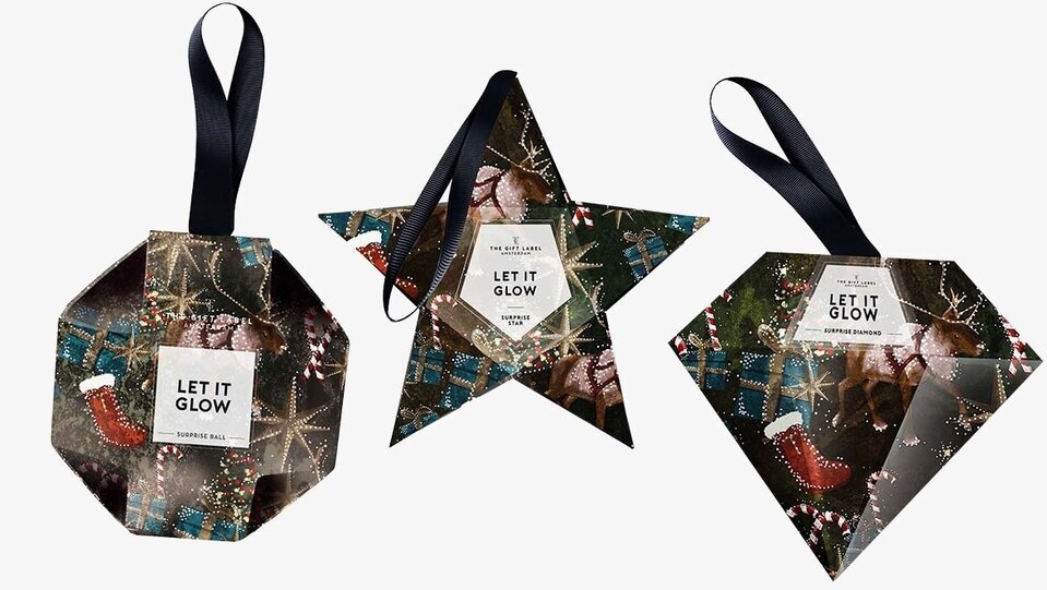 Ornaments - Let It Glow från The Gift Label i tre former