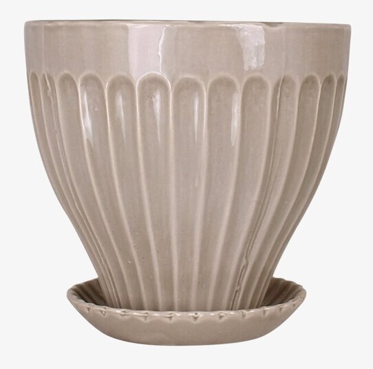 Bild av elegant keramikkruka med matchande fat