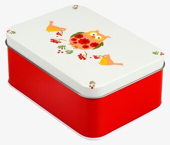 Bild av charmig retroinspirerad uggla på mellanstor låda