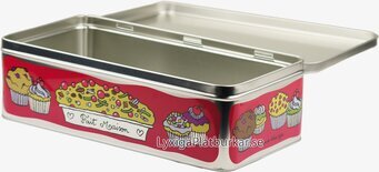 Bild av charmig plåtburk med lekfullt bakverkstryck