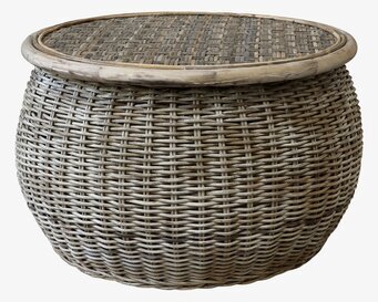 Bild av rottingbord med rund form och naturlig färg