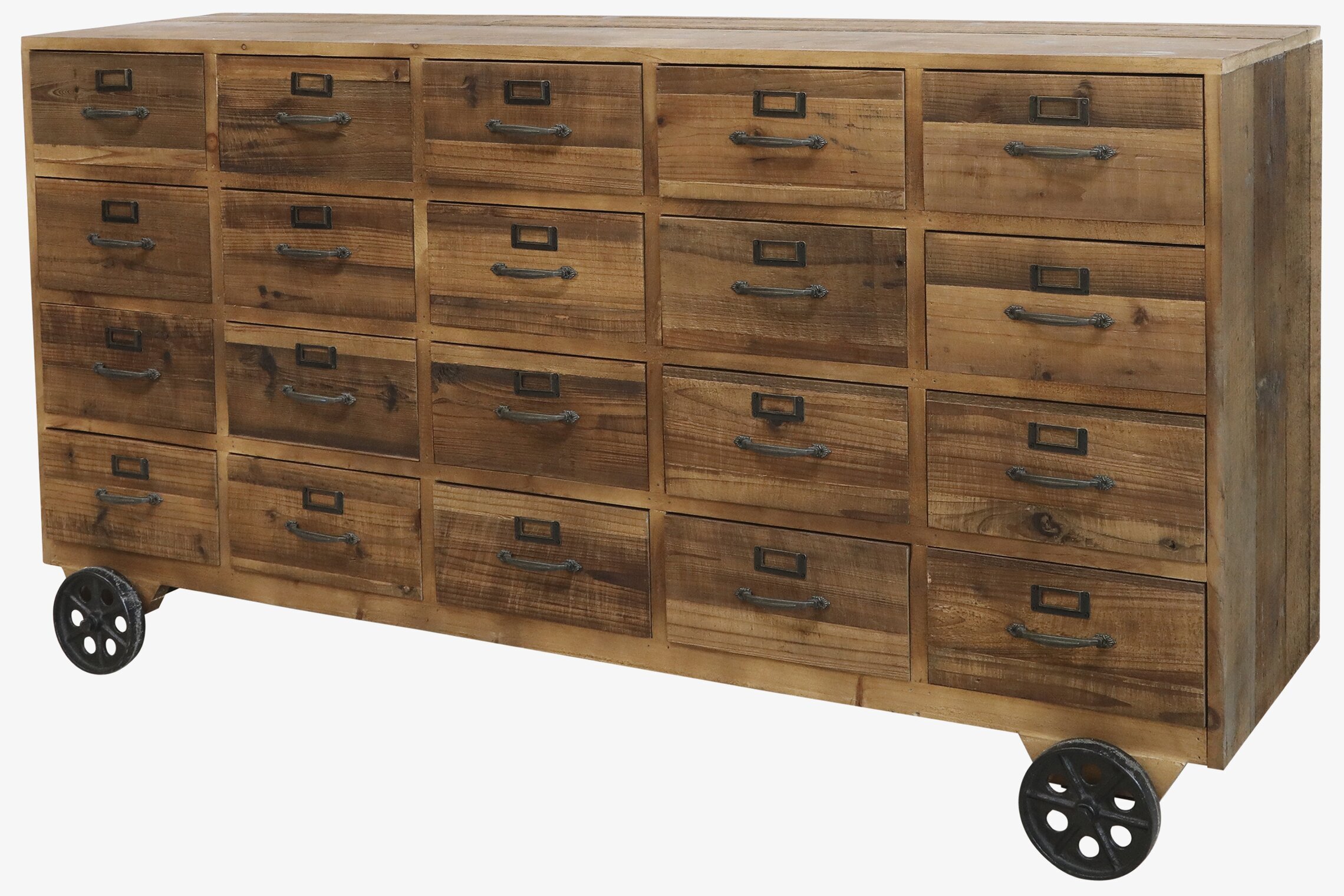 Köpmansdisk Natur från Chic Antique med 18 lådor och hjul