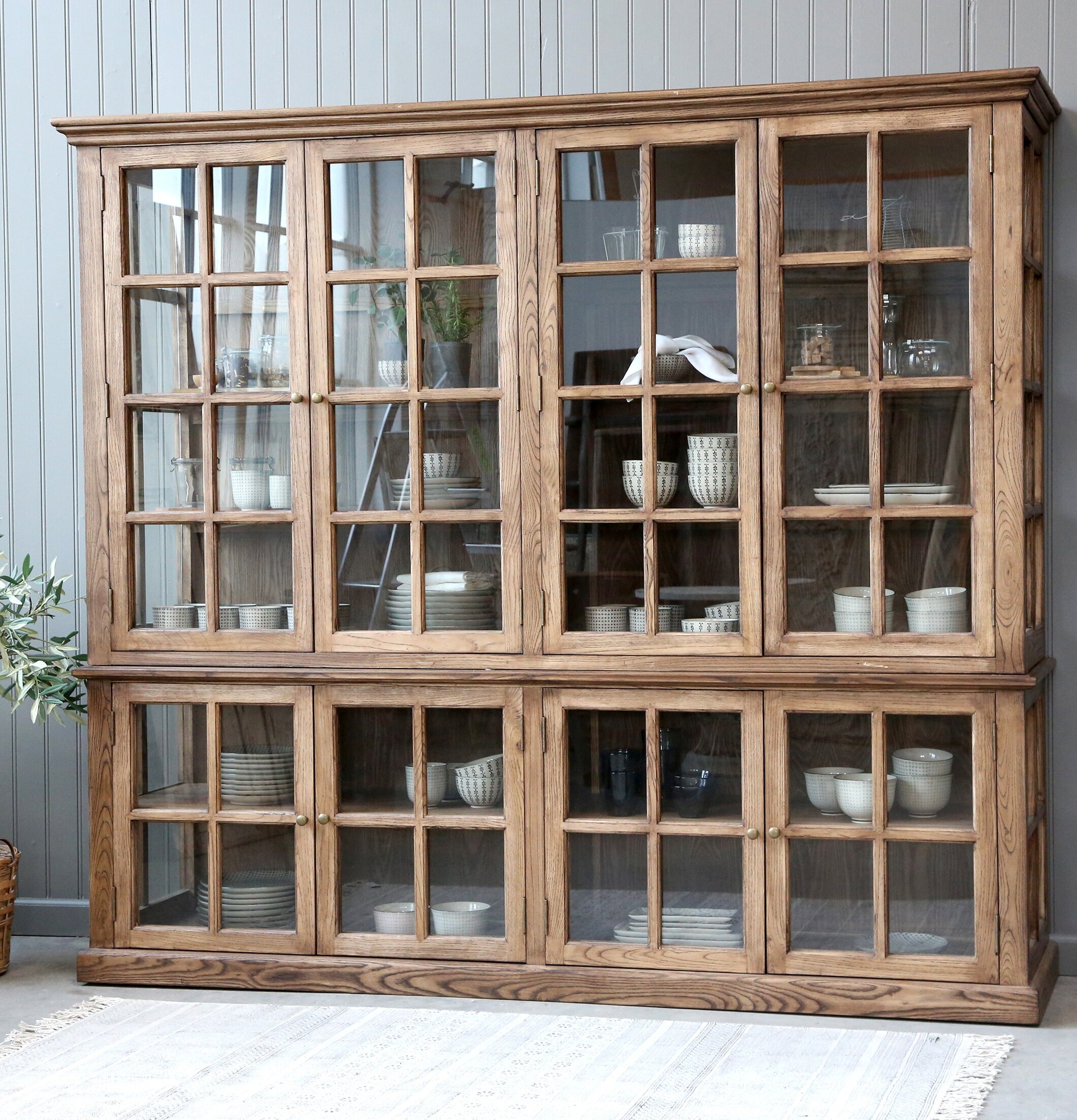 Vitrinskåp 8 Hyllor/Dörrar Natur från Chic Antique