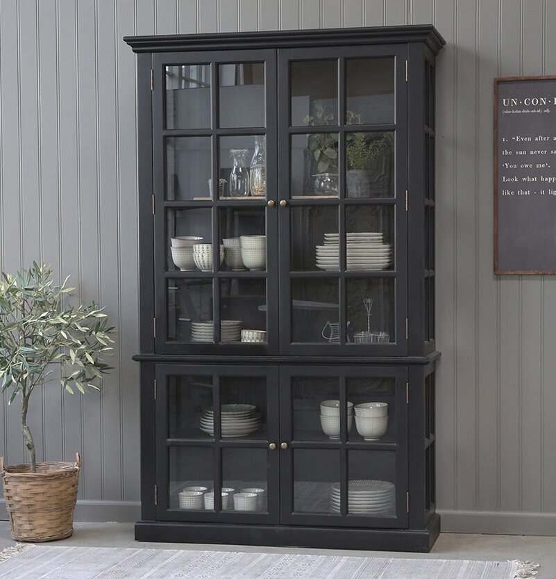 Vitrinskåp 4 Hyllor/Dörrar Svart från Chic Antique i kök
