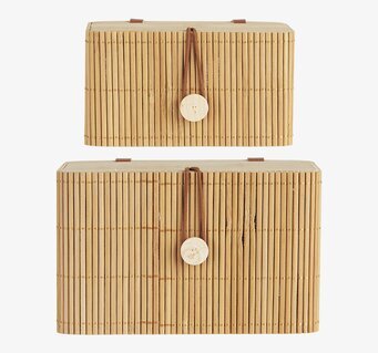 Bild av naturliga bambulådor för stilren förvaring