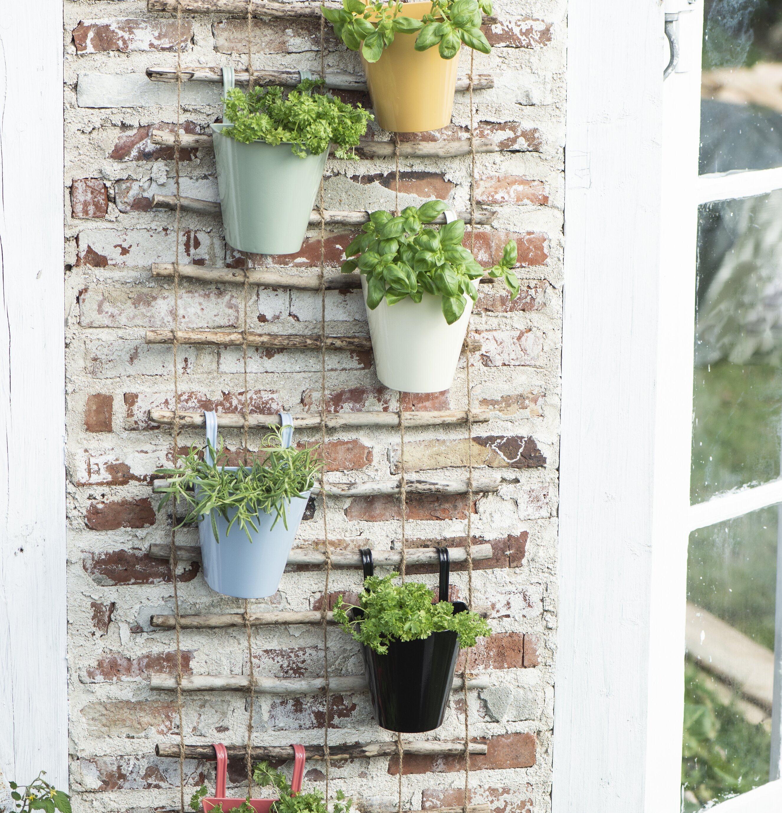 Träspaljé Kvist & Snöre från IB Laursen med färgade krukor