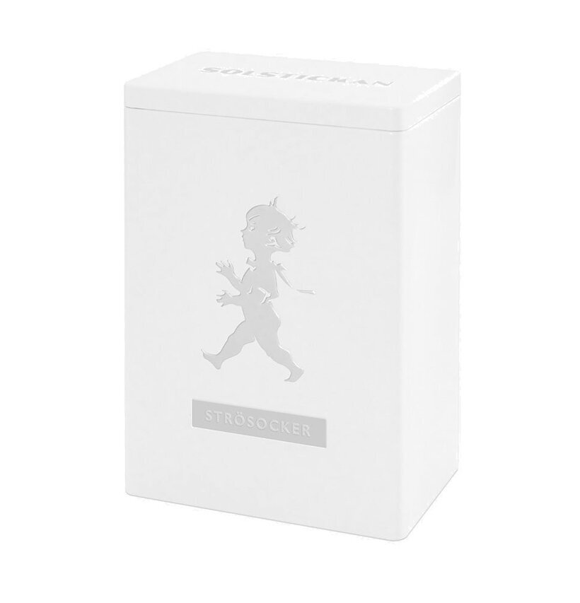 Förvaringsburk Stor Vit från Solstickan med silvergrå text