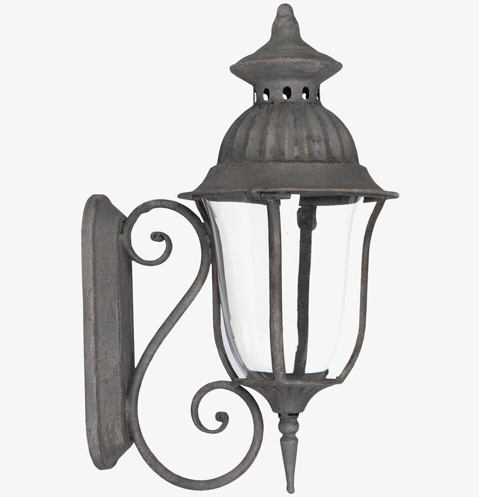 Foto av stilren vägglykta i metall med antik finish