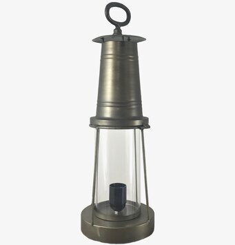 Bild av antik mässingslampa med gruvlykta-design