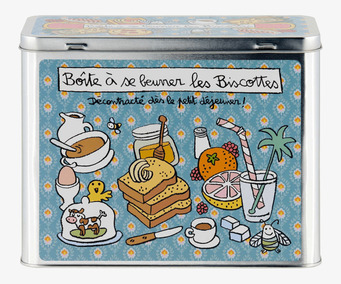 Bild av färgglad retro plåtburk för frukostscener