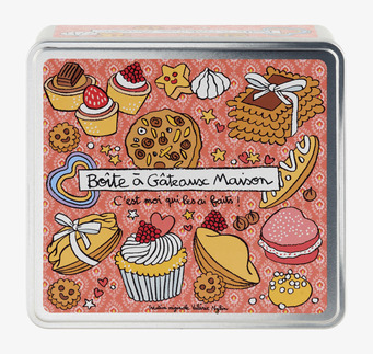 Bild av färgglad plåtburk med bakverksmönster