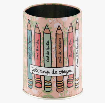 Bild av färgglad sminkförvaring med fransk design