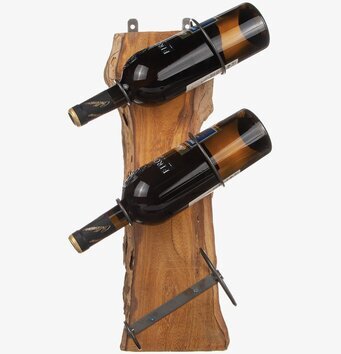 Foto av vinställ i trä och metall för vinförvaring