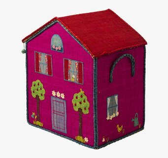 Bild av charmig och färgglad förvaringslåda som hus