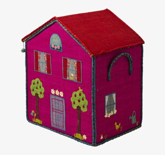 Bild av charmig och färgglad förvaringslåda som hus