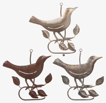 Bild av tre dekorativa fåglar i smide för väggen