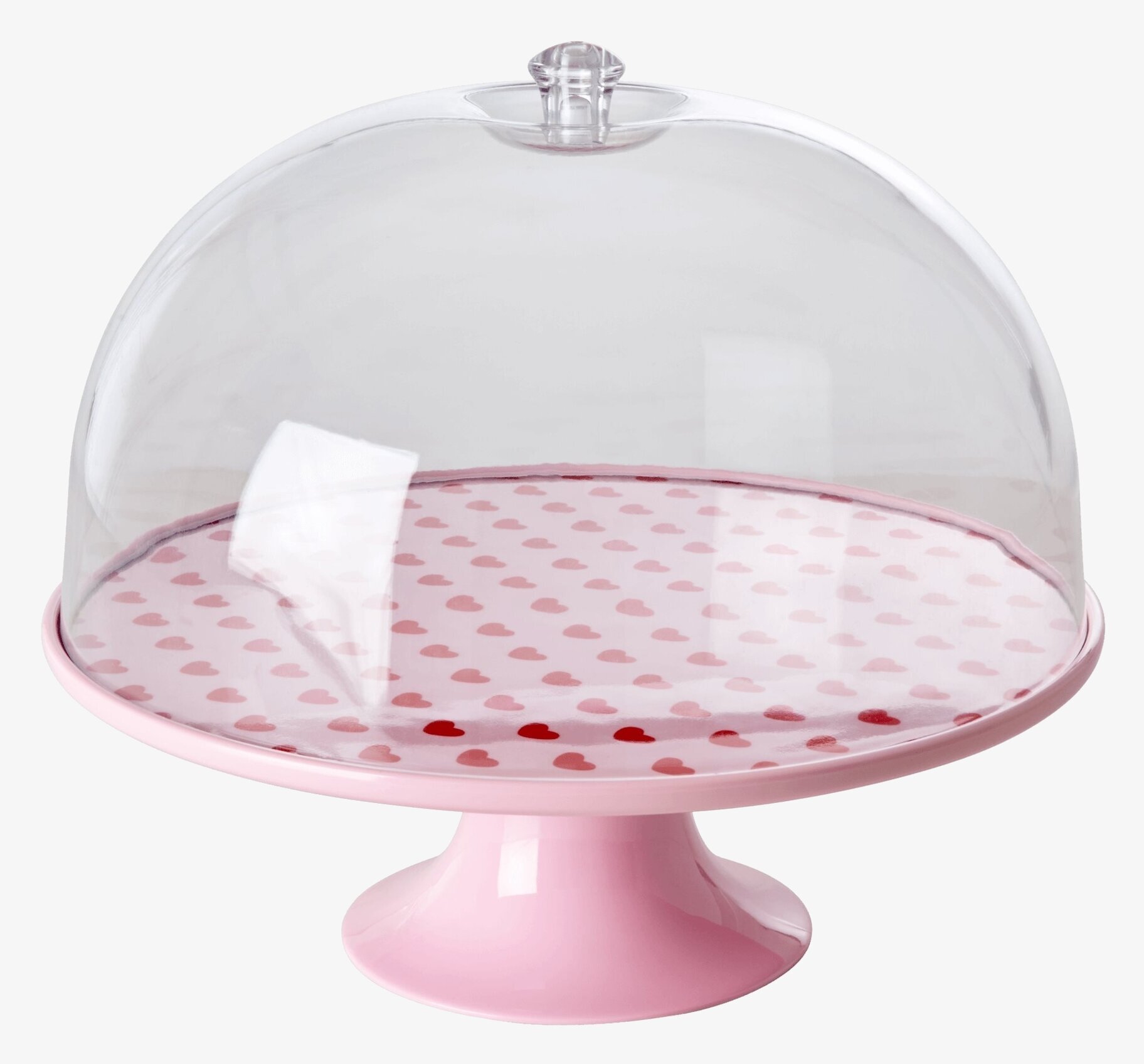 Kak & Tårtfat Melamin Hearts Print från Rice med kupol