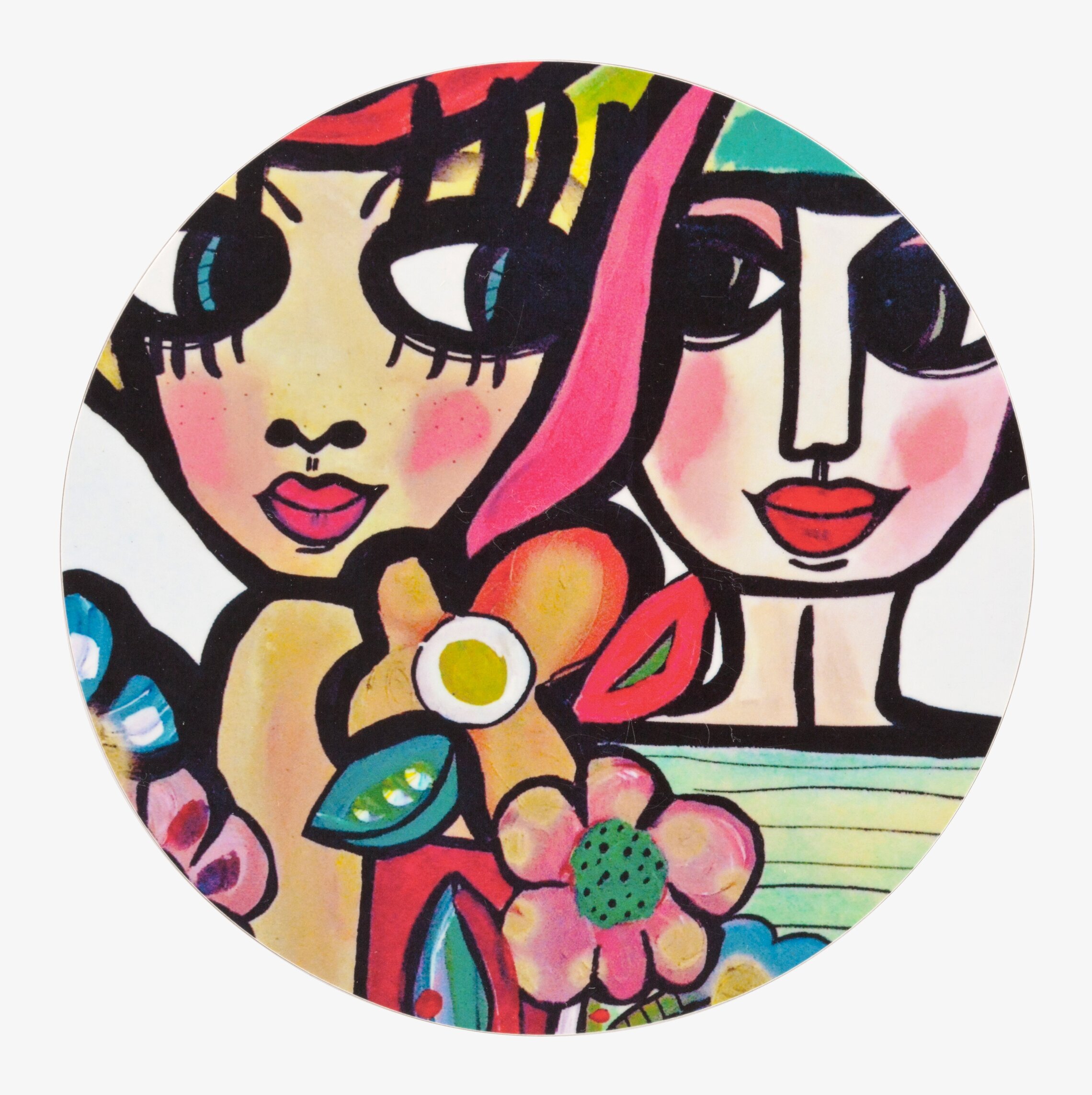 Bild av färgglatt grytunderlägg med konstnärlig design