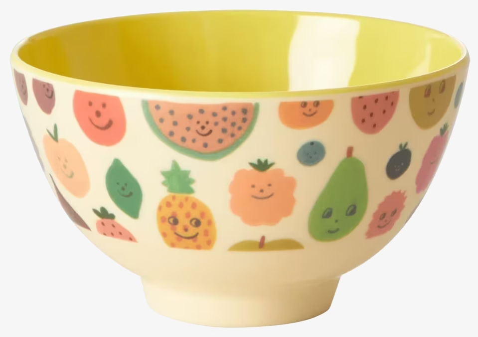 Liten Skål Happy Fruits Print från Rice med färgglada frukter