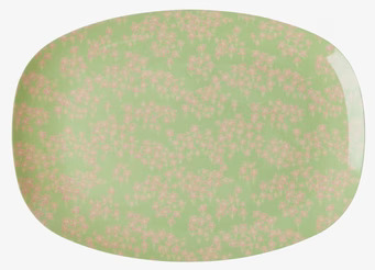 Foto av rektangulär tallrik med blommönster