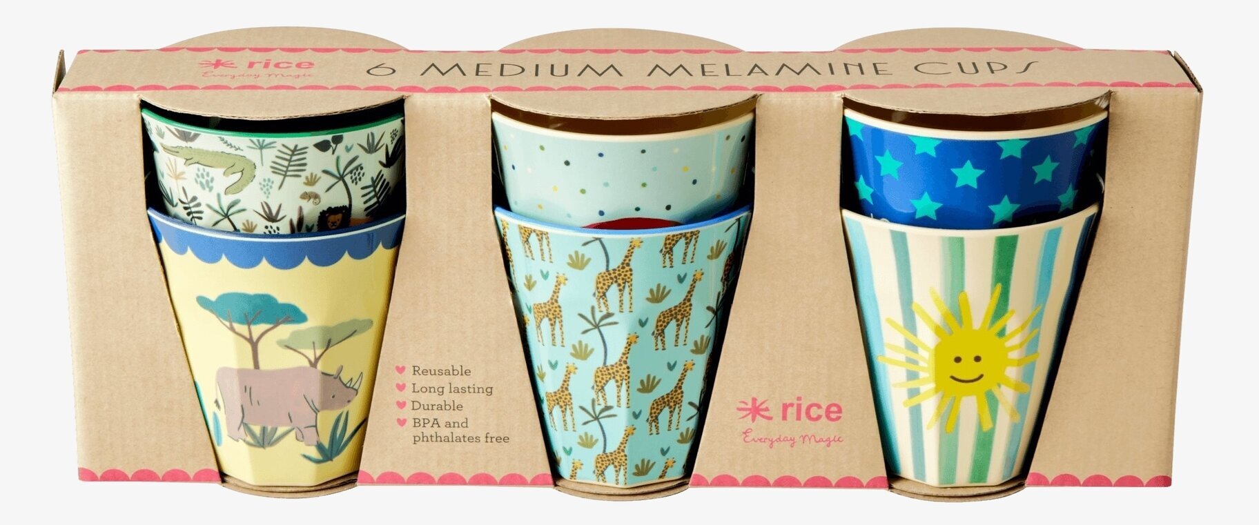 Muggar Medium 6-Pack, Funky Blue Prints från Rice