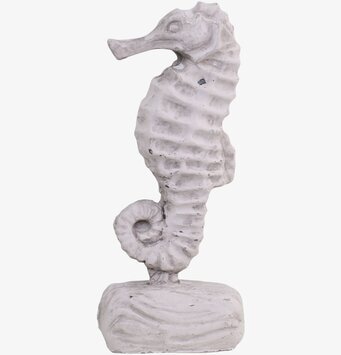 Bild av en sjöhästskulptur i antikgrå finish