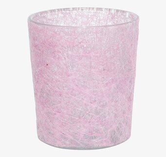 Bild av unik glasfiberlykta med rosa nätstruktur