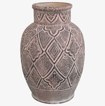 Foto av stor vas med geometriskt mönster och matt yta