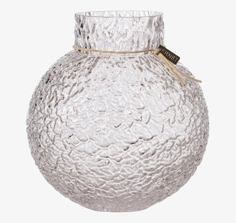 Bild av glasvas med texturerad yta och smal öppning