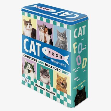 Plåtburk Cat Food från Bromma Kortförlag med kattbilder
