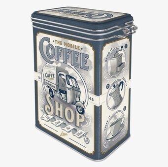 Bild av retroinspirerad kaffeburk med vintage-design