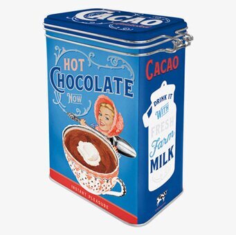 Bild av retroinspirerad plåtburk för varm choklad