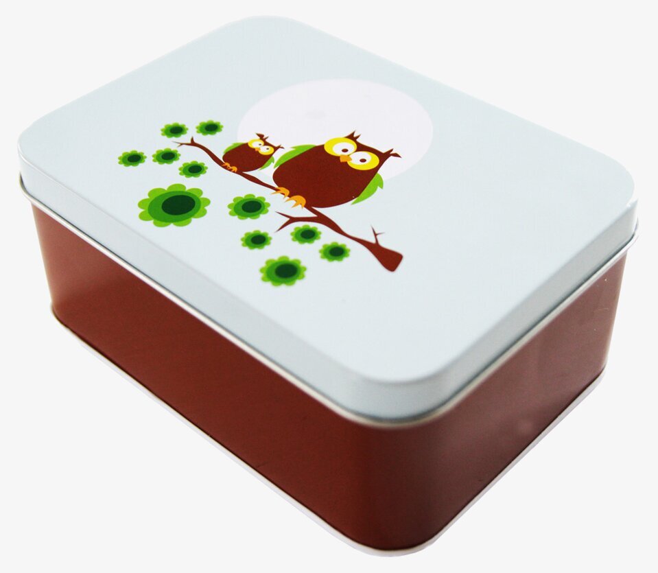 Bild av charmig förvaringsbox med ugglor och blommor