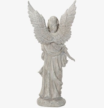 Foto av en detaljerad skulptur av en ängel bakifrån