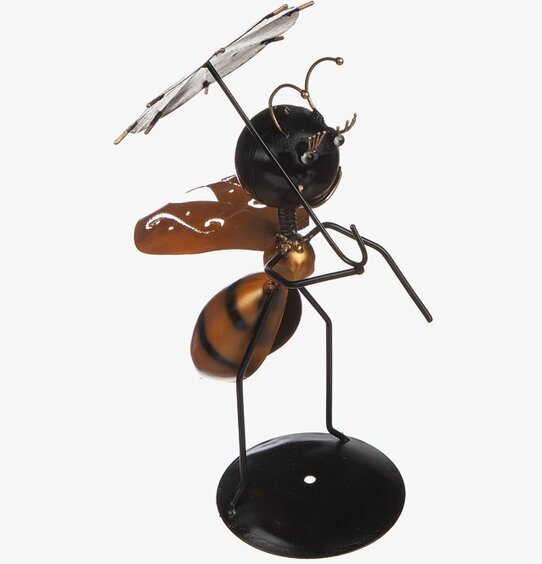 Bild av gyllene insekt med parasoll i hamrad plåt