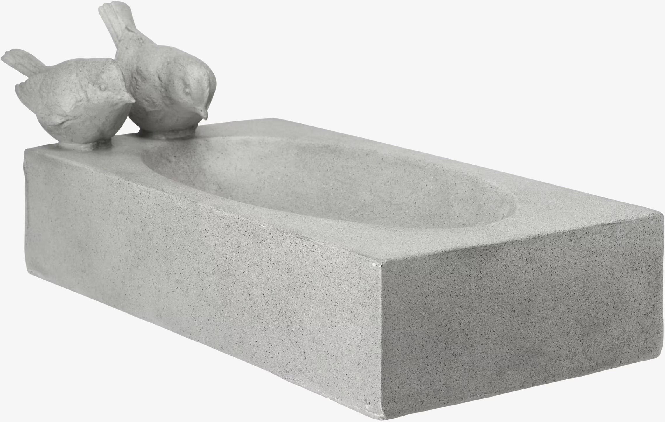 Bird Fågelbad Grå från Wikholm Form med två fågelskulpturer