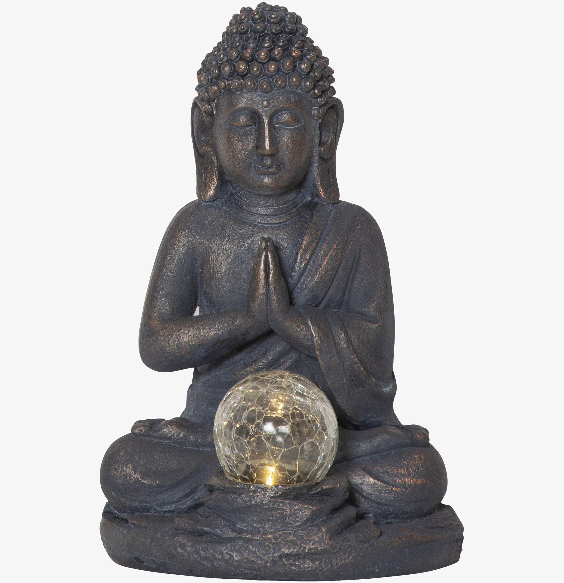 Bild av solcellsdekoration med Buddha i meditation