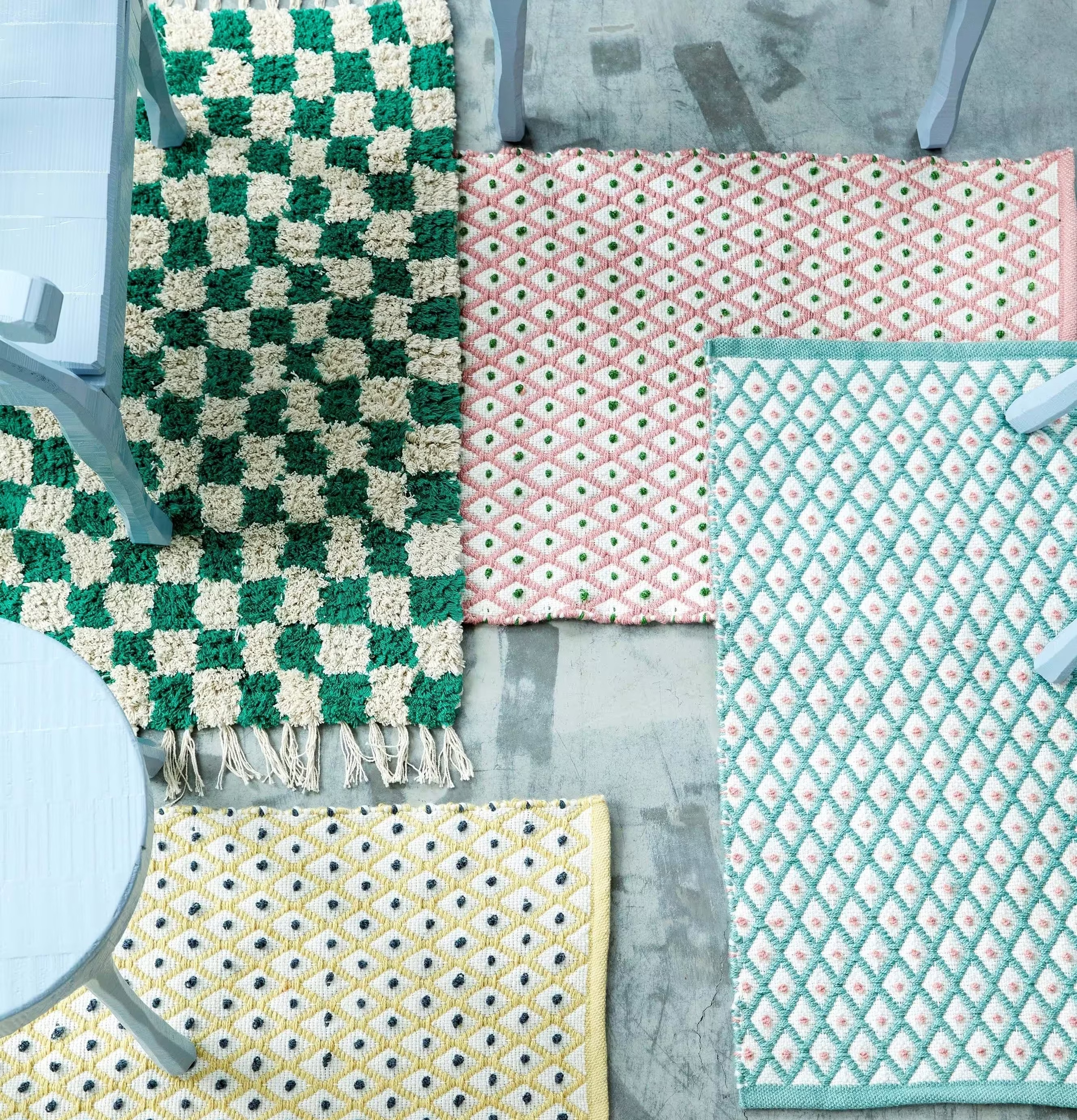 Dörrmatta Mint Harlequin Print från Rice med geometriskt mönster