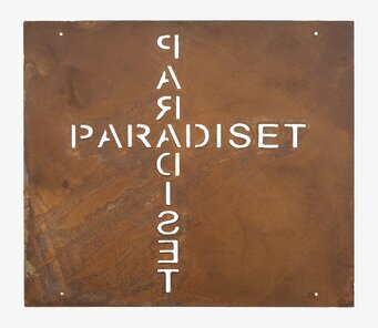 Bild av rustik skylt med industriell och tidlös design