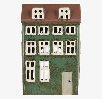 Bild av charmig ljuslykta som föreställer ett hus