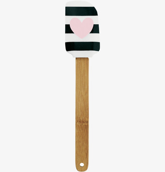 Bild av stilren slickepott med hjärtmönster och bambuhandtag