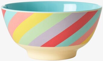 Bild av färgglad skål med livfulla diagonala ränder