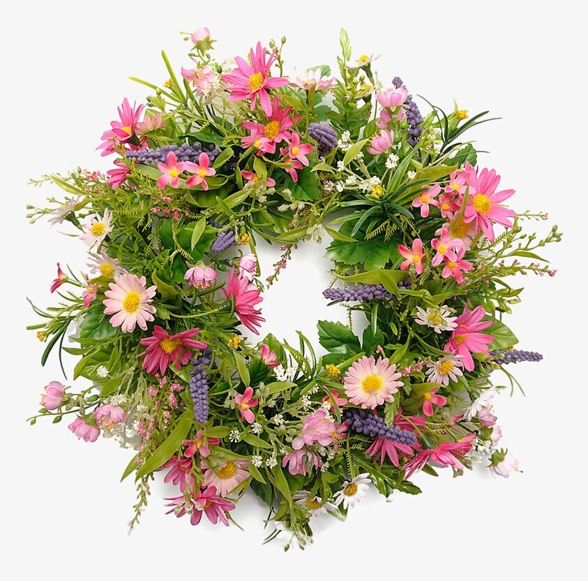 Blomsterkrans Rosa 35 Cm från Mr Plant med rosa blommor